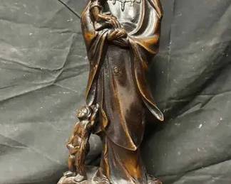 OM303Vintage Chinese Bronze Songzi Guanyin Statue Giver Of Children with Stand