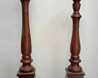 OM136Vintage Wooden Floor Candlestick Holders