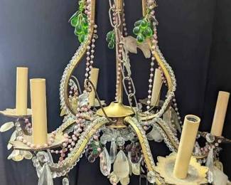 OM205Vintage Floral Metal And Crystal Chandelier