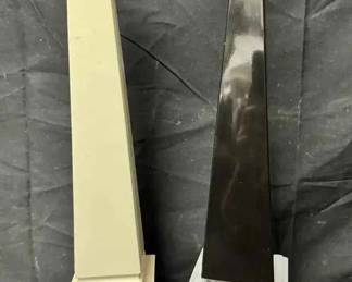 OM287Vintage Obelisk Sculptures Black Marble And Cream Faux Stone