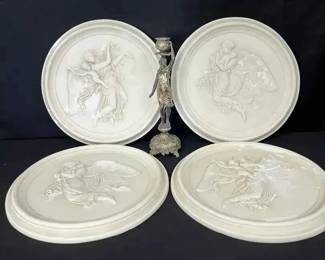 OM283Candleholder Figurine, Molded Plaster Wall Decor