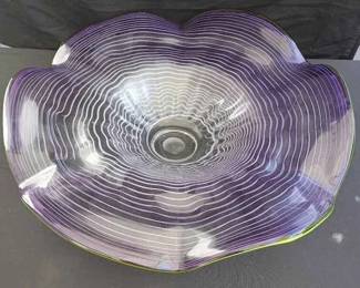 OM267Murano Style Hand Blown Ruffled Bowl