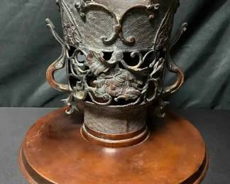 OM116VChinese Bronze Archaic Style Libation Cup, Ritual Vessel Or Incense Holder