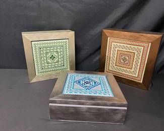 OM1343 Handcrafted boxes With A Needle Point Or Cross Stitch