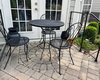 Metal Patio Table and Three Chairs