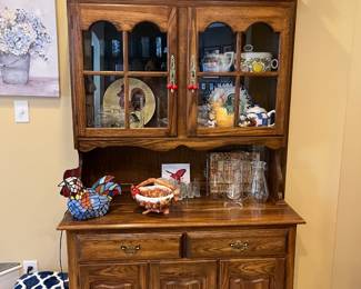 Oak Buffet Hutch and Roosters
