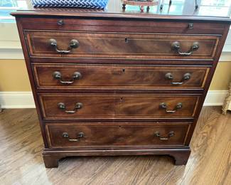 Banded Mahogany Chest with Pull Out Writing Top