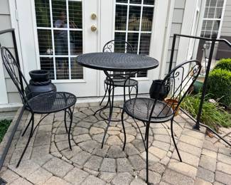 Metal Patio Table and Three Chairs