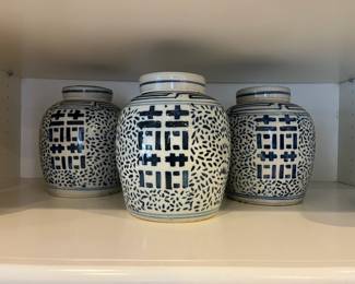Vintage Blue and White Ginger Jars