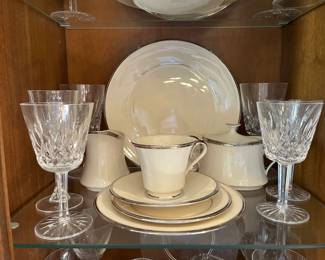 Lenox China and Waterford Glasses