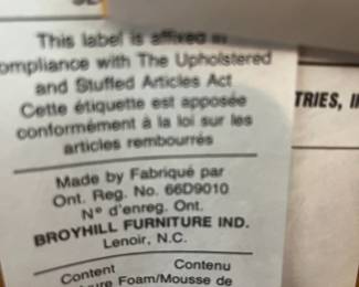 Broyhill Brand Label on Chairs