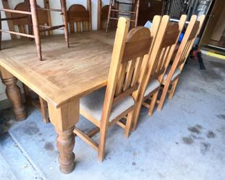 LONG, HEAVY RUSTIC TABLE & CHAIRS