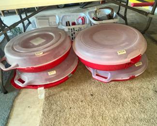 SEVERAL WREATH STORAGE CONTAINERS