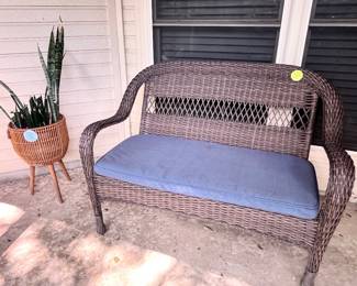CUTE WICKER SETTEE & PLANT STAND
