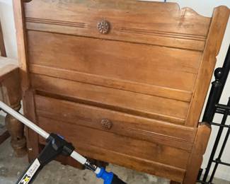 ANTIQUE BED & RAILS (MEASURES JUST A BIT LARGER THAN A TWIN)