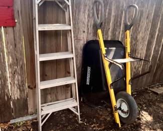 TRUE TEMPER WHEELBARROW & LADDED