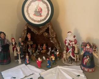 Christmas Nativity Scene, Santa Figurines Holiday Clock Collection