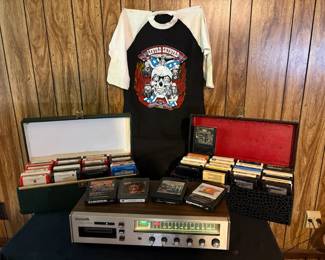 Vintage 8Track Collection w Panasonic Recorder, Lynyrd Skynyrd Shirt 60 Tapes
