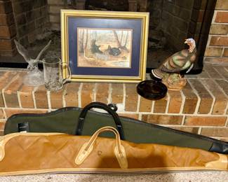 Sportsmans Dcor Hunting Collectibles Lot Andrea by Sadek Turkey, Framed Turkey Art, Glass Eagl