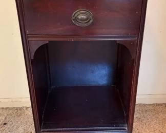 Vintage Mahogany Nightstand Bedside Table with Drawer Open Storage