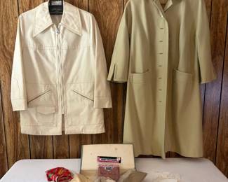 Vintage Womens Fashion Lot Misty Harbor Jacket, Butaldi Wool Coat, Gloves Linens