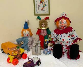 Vintage Clown Collection with FisherPrice Jalopy, Flambro Figurines Toys