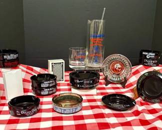 Vintage Las Vegas Casino Ashtrays Barware Lot Pioneer Club, Caesars Palace, MGM Grand, Stardust