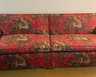 Vintage Statton Furniture Upholstered Sofa Bold Fruit Floral Print