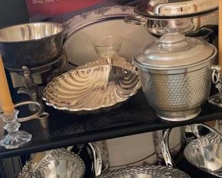Silverplate Serving Ware Collection with Trays, Bowls, Covered Dish Candle