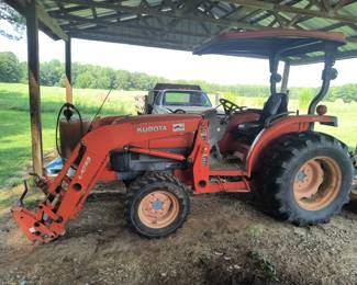 Kubota four-wheel drive tractor with front end loader