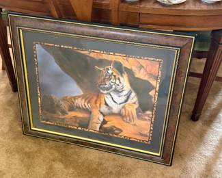 Home Interiors Bengal tiger Framed Picture 27" X 33" Linda Wacaster