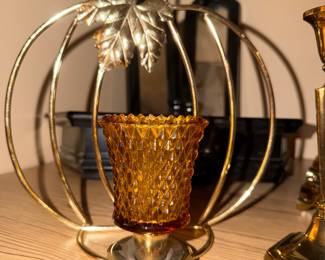 Vintage Gold Pumpkin Candle Sconce