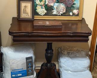 Antique Brandt Furniture Mahogany Fold-Top Card Table Console Table