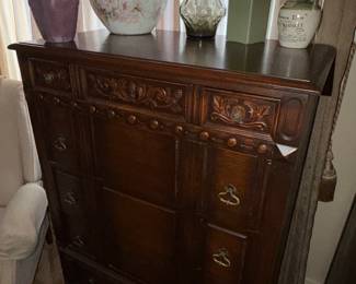 Antique High Boy Dresser Jacobean Revival or Tudor Revival styling