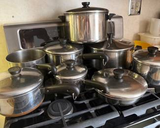 Vintage Revere Ware Copper Bottom Cookware Set USA Pans Lids