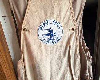vintage Bob Allen shooting vest featuring a custom back patch from the historic Maple Grove Gun Club.