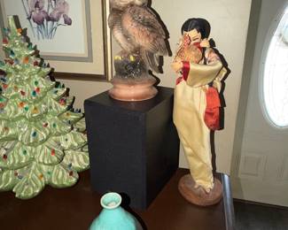 vintage hand-painted porcelain bisque owl figurine