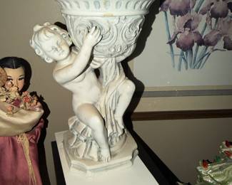 Tilso Japan Vintage Cherub Planter White Ceramic