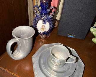 Pewter Plate and Cup Set