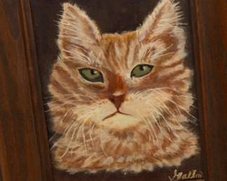 Vintage Cat Art Framed