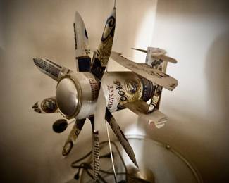 Airplane Whirl-A-Gig Made From Coors Beer Cans