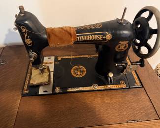 Antique Free-Westinghouse rotary electric sewing machine, manufactured by the Free Sewing Machine Company of Rockford, Illinois