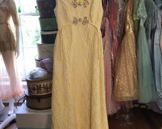 Vintage Hong Kong cocktail dress with all over surface design and frogs with adornments