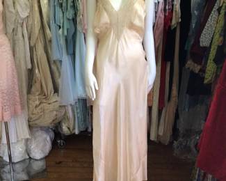 1930s-40s lingerie gown (slip dress) in a very large size. I think it’s marked 42. Never worn. Studio room