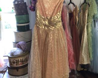 Vintage lame fit and flare dress. Studio room,
