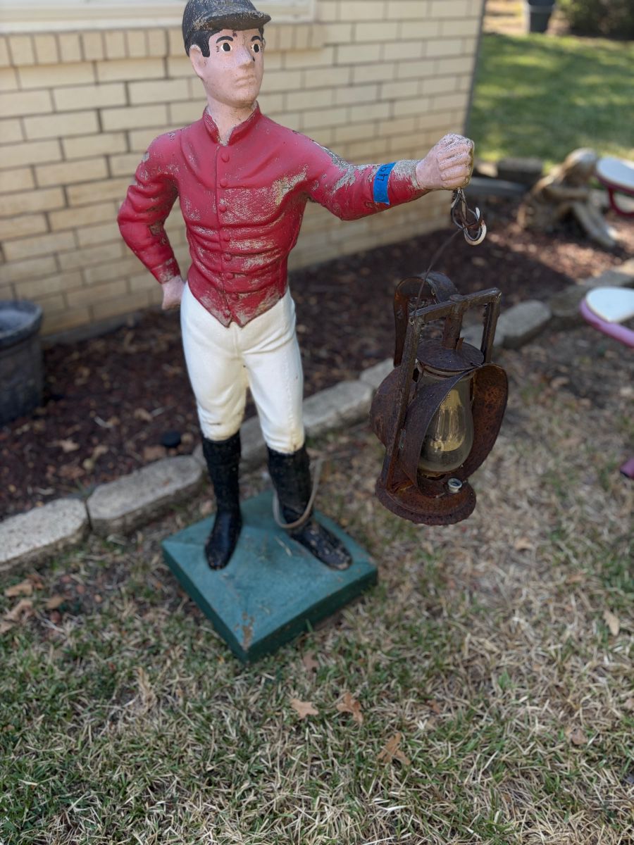 Three Foot Tall Cement Hitching Post Lawn Jockey