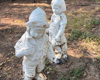 Cement Fireman boy and Girl