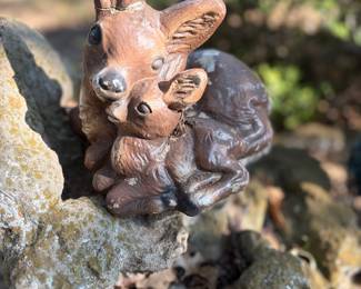 1960's Cement Mother and Fawn Deer Statue