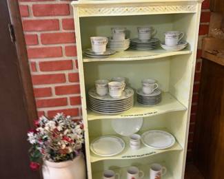 Adorable Hand Painted Vintage Display Cabinet filled with fine bone china