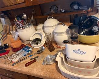Pyrex and Enamel Canisters